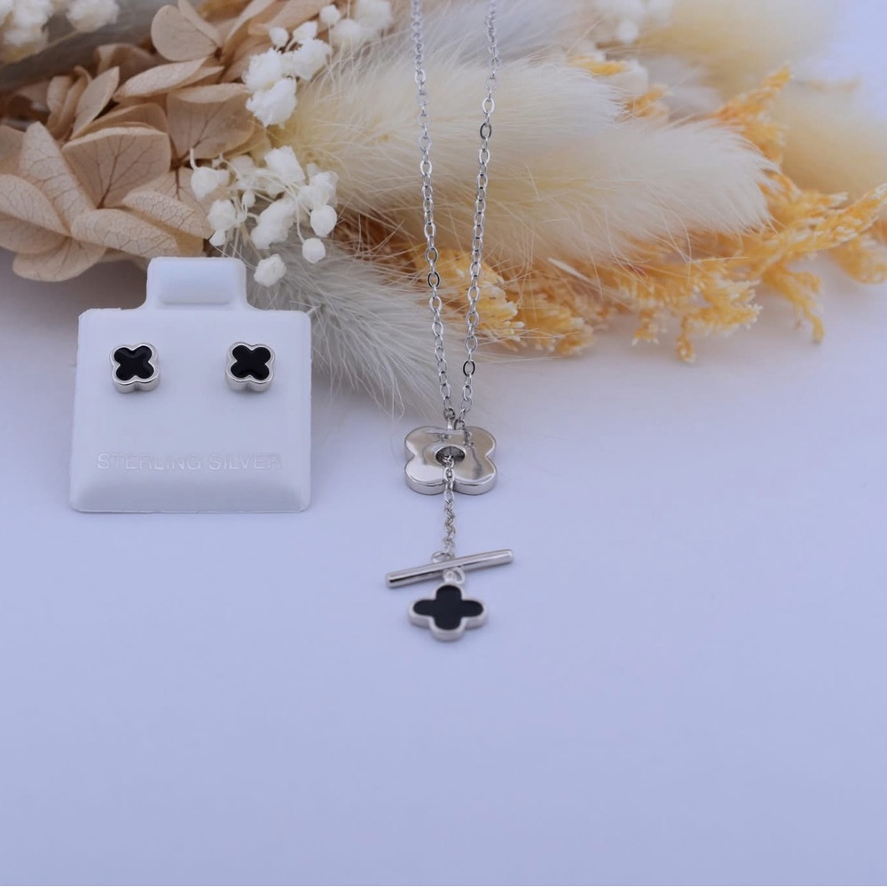 Elegant Silver and Black Jewelry Set